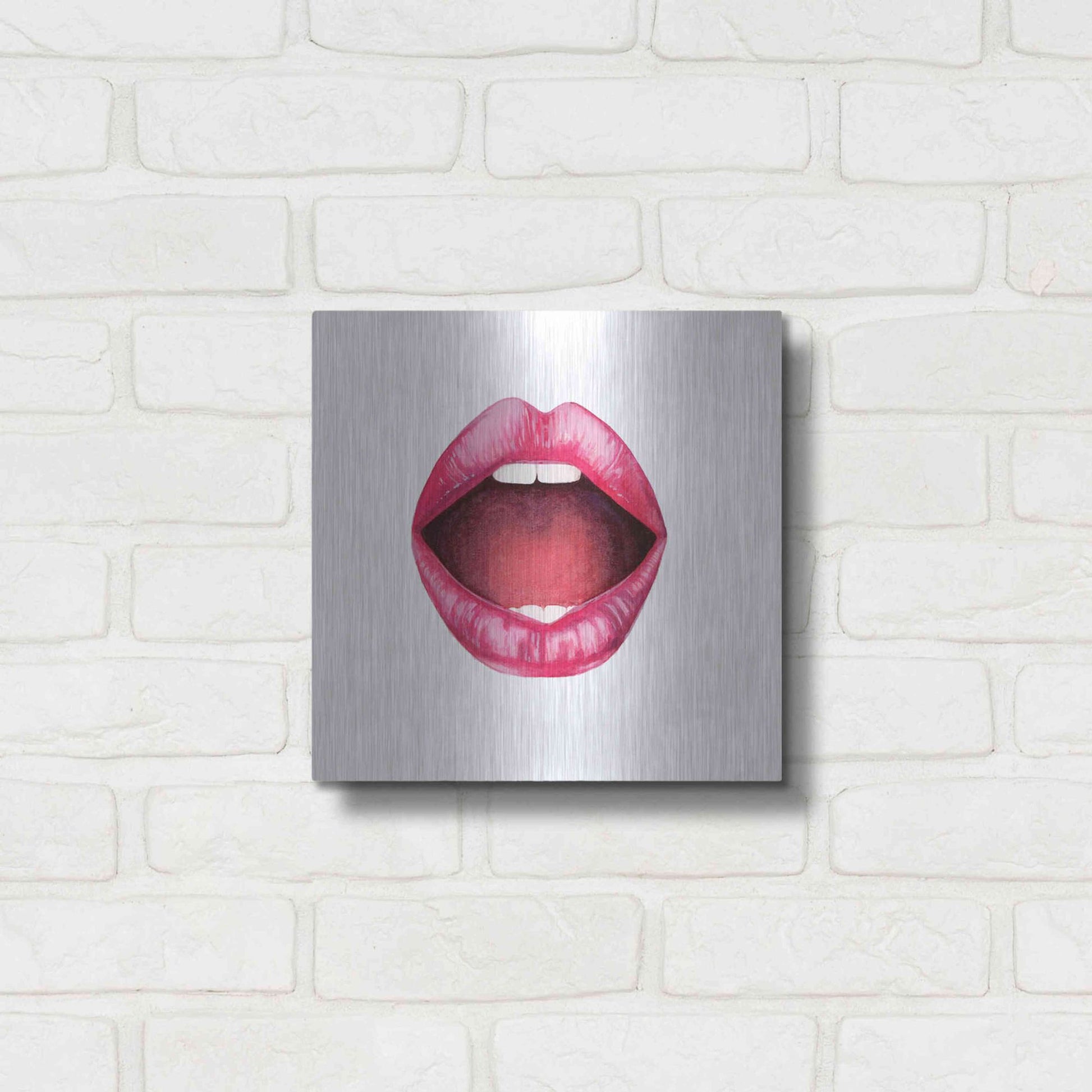 Luxe Metal Art 'Emotion Lips II' by Grace Popp, Metal Wall Art,12x12