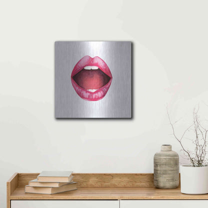 Luxe Metal Art 'Emotion Lips II' by Grace Popp, Metal Wall Art,12x12