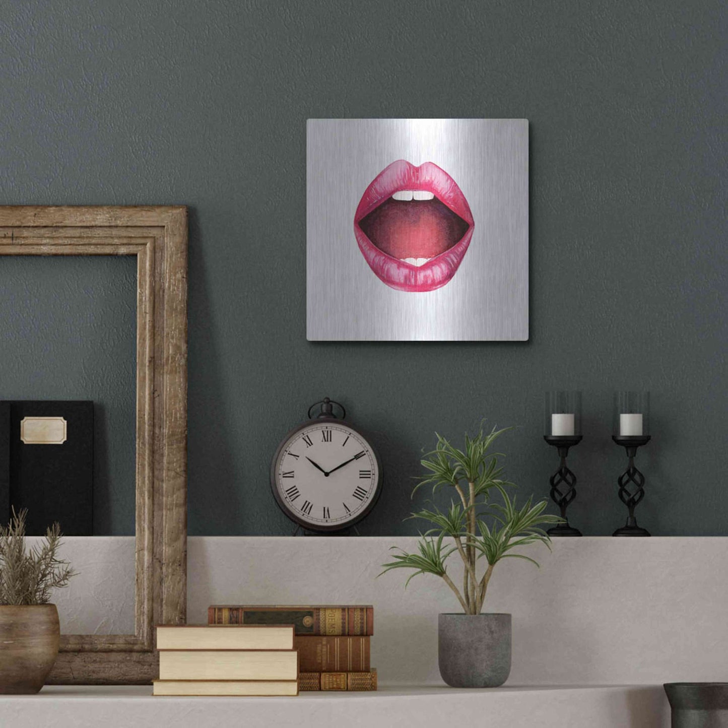 Luxe Metal Art 'Emotion Lips II' by Grace Popp, Metal Wall Art,12x12