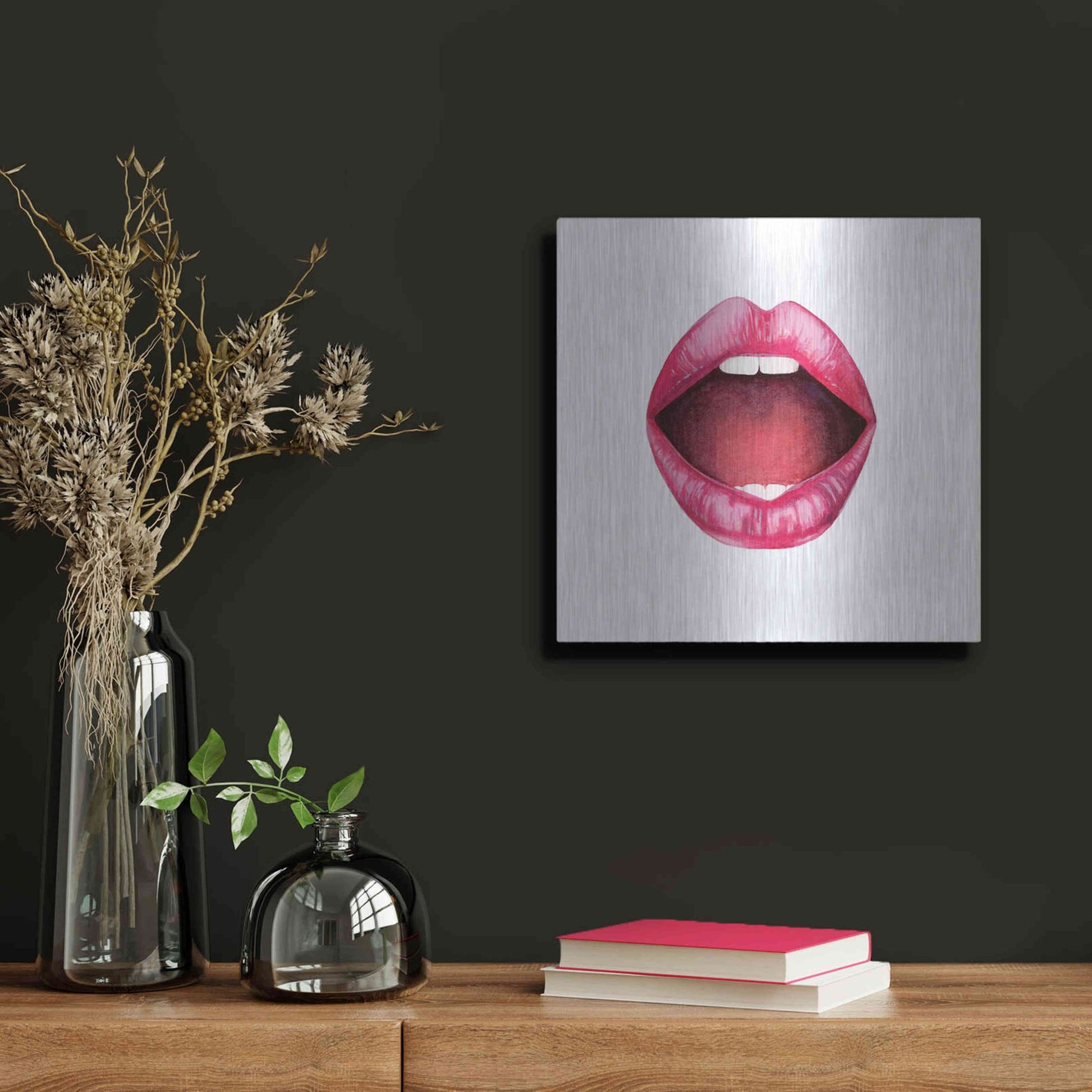 Luxe Metal Art 'Emotion Lips II' by Grace Popp, Metal Wall Art,12x12