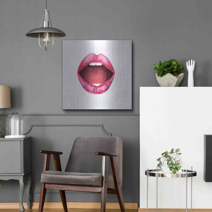 Luxe Metal Art 'Emotion Lips II' by Grace Popp, Metal Wall Art,24x24