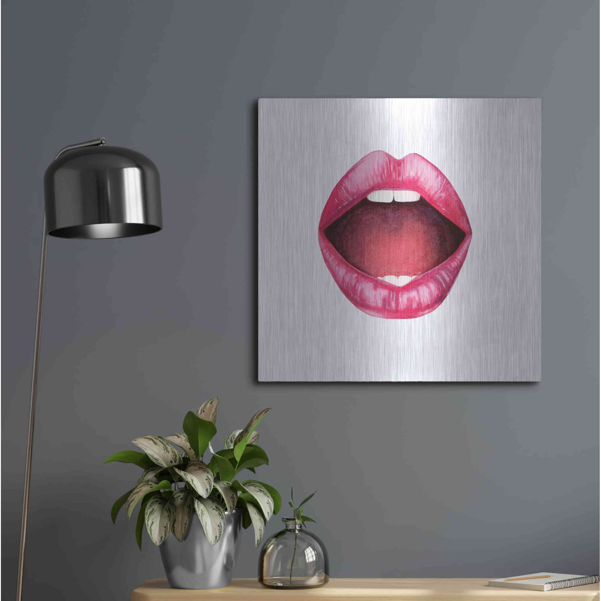 Luxe Metal Art 'Emotion Lips II' by Grace Popp, Metal Wall Art,24x24