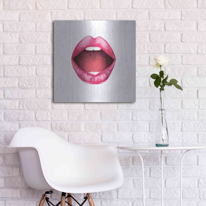 Luxe Metal Art 'Emotion Lips II' by Grace Popp, Metal Wall Art,24x24