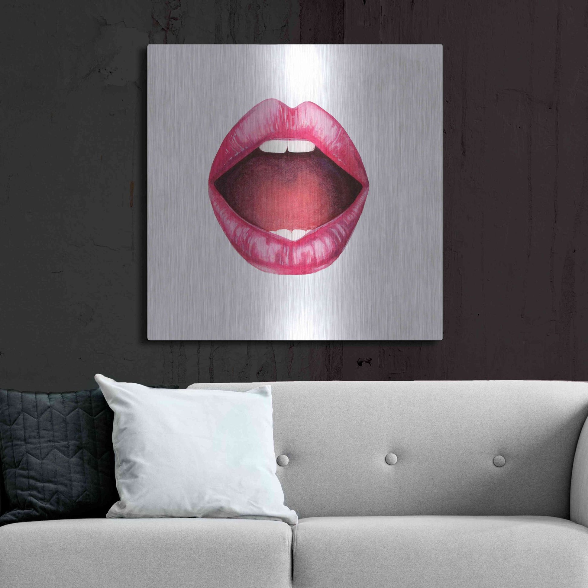 Luxe Metal Art 'Emotion Lips II' by Grace Popp, Metal Wall Art,36x36