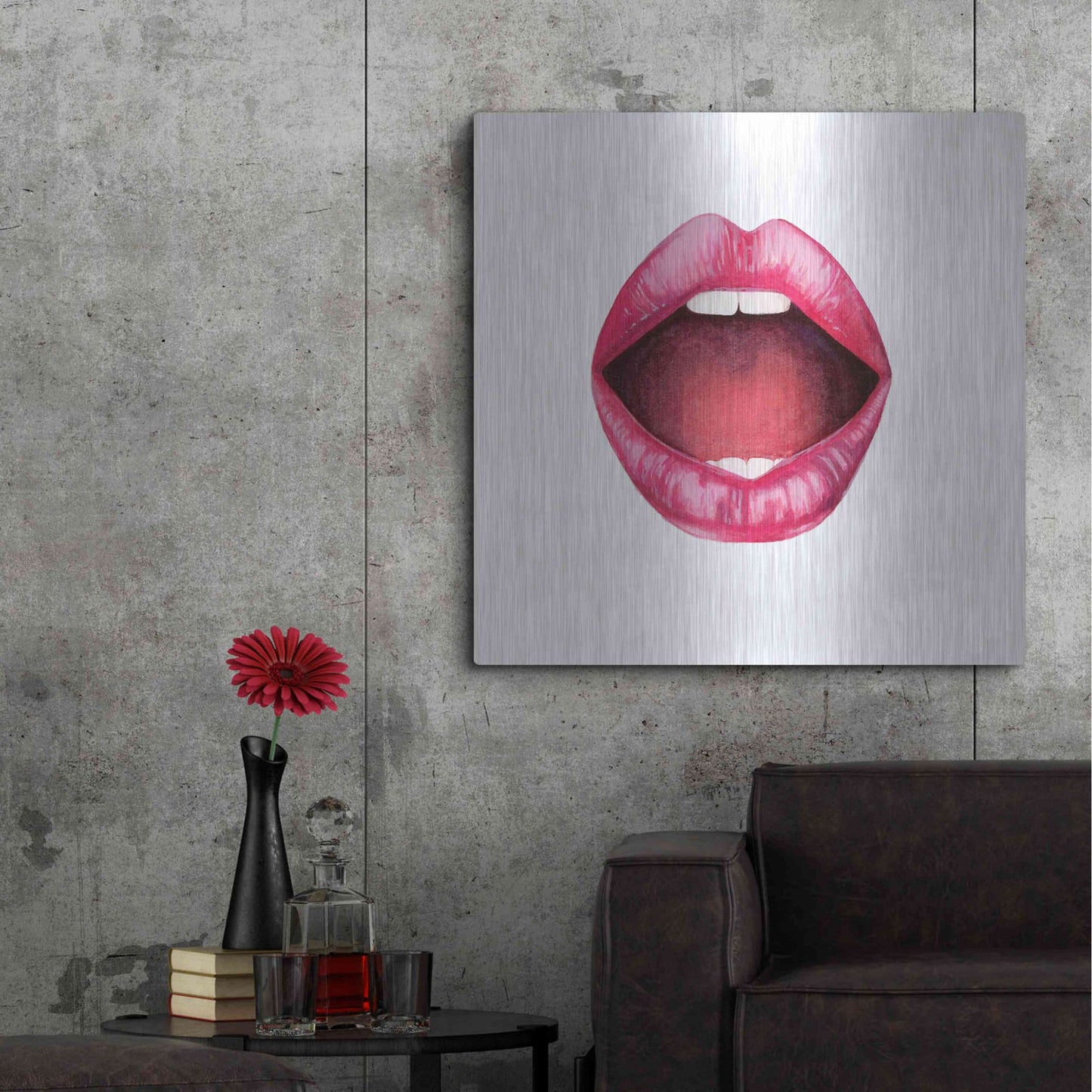 Luxe Metal Art 'Emotion Lips II' by Grace Popp, Metal Wall Art,36x36