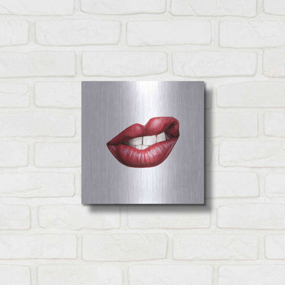 Luxe Metal Art 'Emotion Lips III' by Grace Popp, Metal Wall Art,12x12