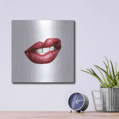 Luxe Metal Art 'Emotion Lips III' by Grace Popp, Metal Wall Art,12x12