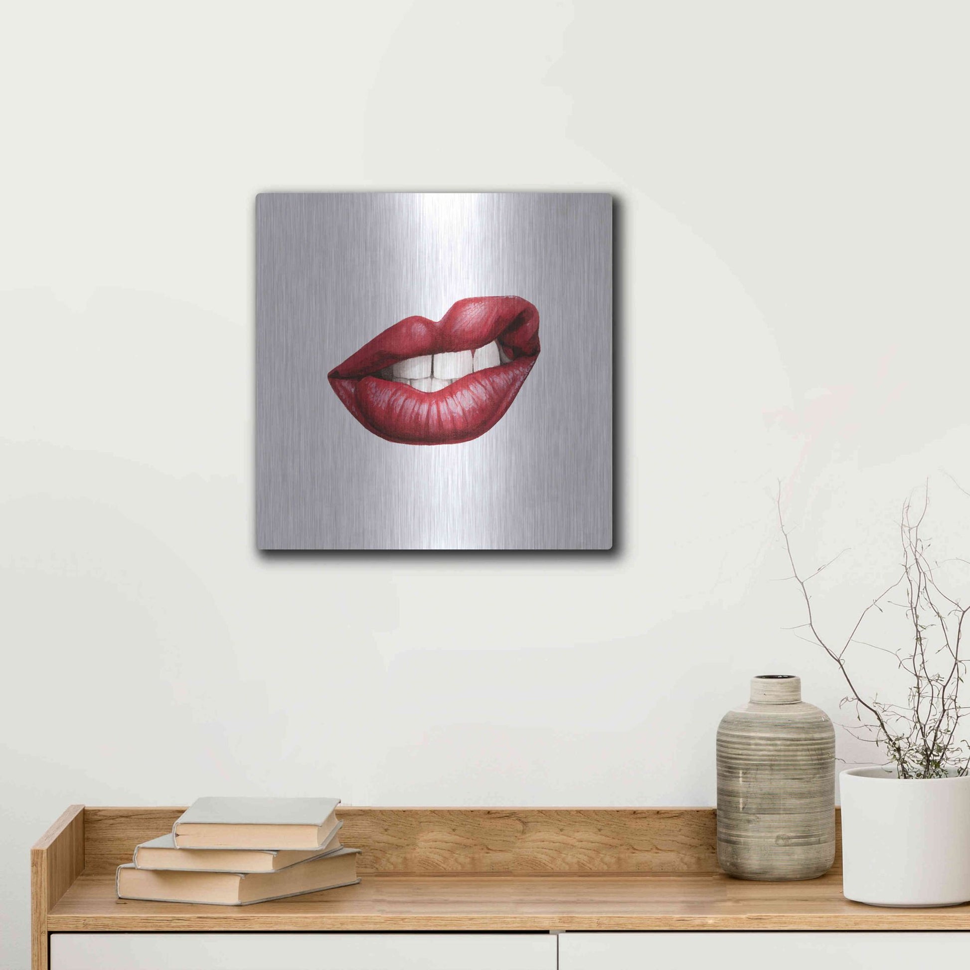 Luxe Metal Art 'Emotion Lips III' by Grace Popp, Metal Wall Art,12x12