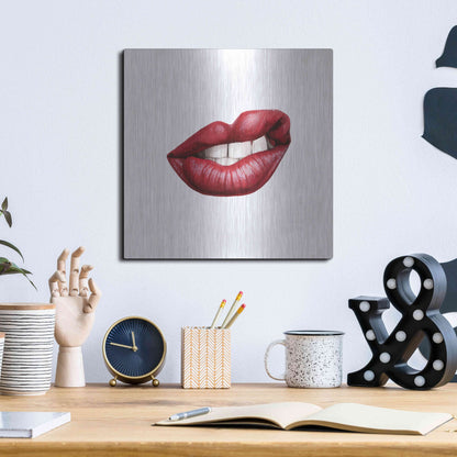 Luxe Metal Art 'Emotion Lips III' by Grace Popp, Metal Wall Art,12x12