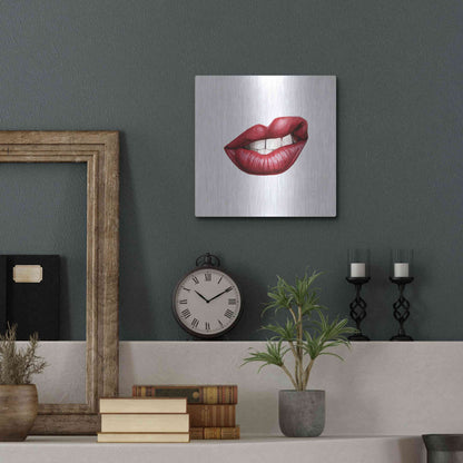 Luxe Metal Art 'Emotion Lips III' by Grace Popp, Metal Wall Art,12x12