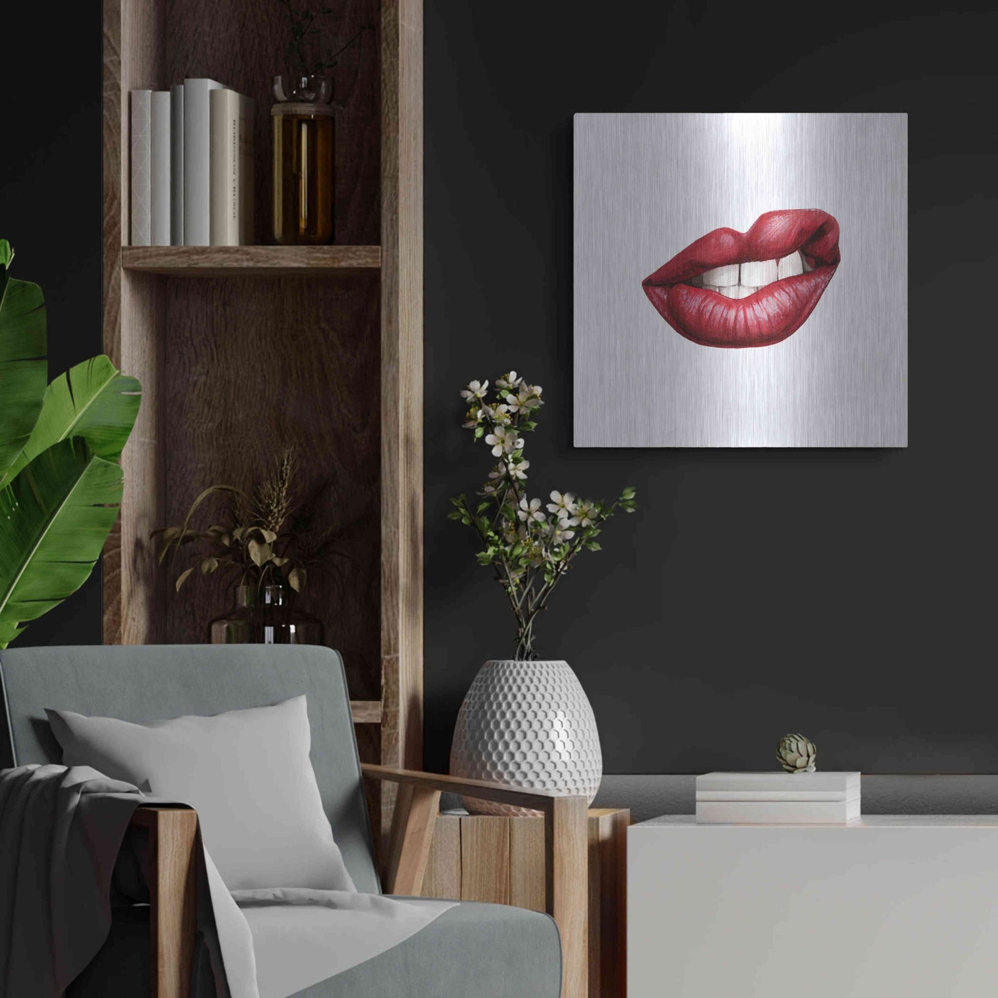 Luxe Metal Art 'Emotion Lips III' by Grace Popp, Metal Wall Art,24x24