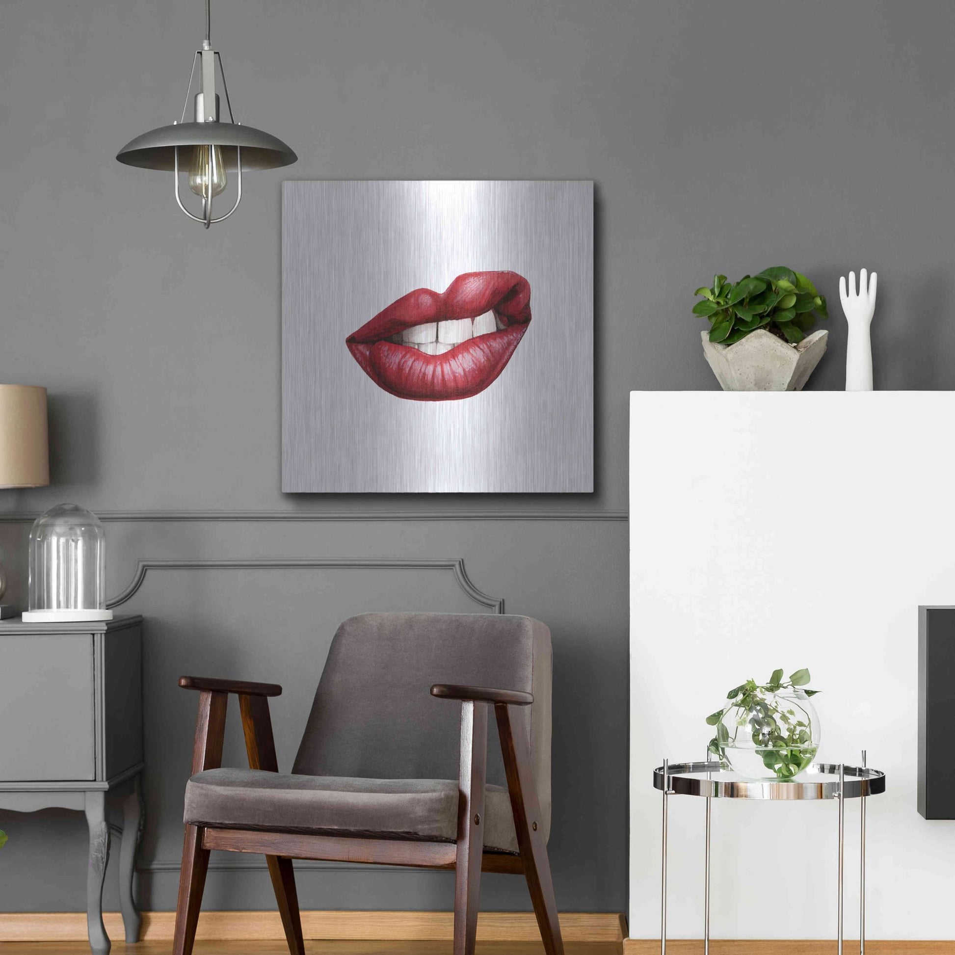 Luxe Metal Art 'Emotion Lips III' by Grace Popp, Metal Wall Art,24x24