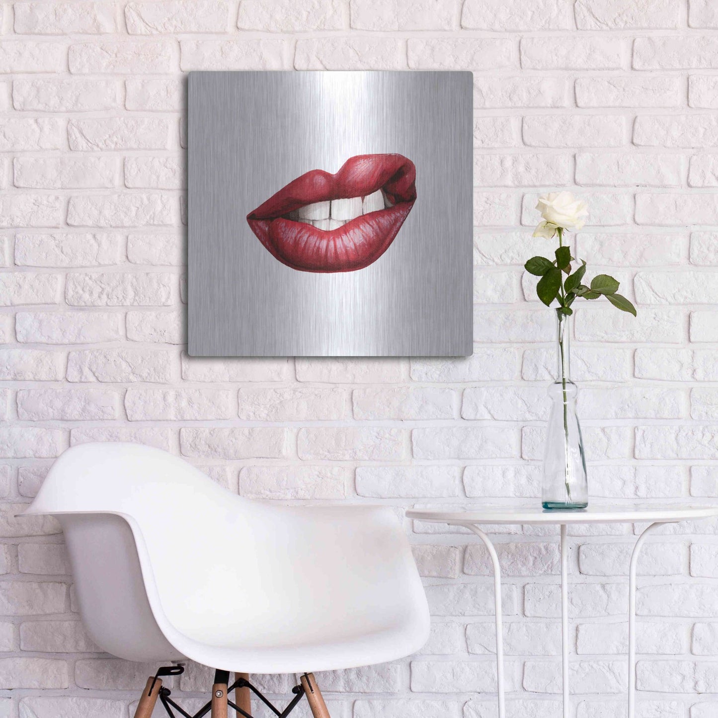 Luxe Metal Art 'Emotion Lips III' by Grace Popp, Metal Wall Art,24x24