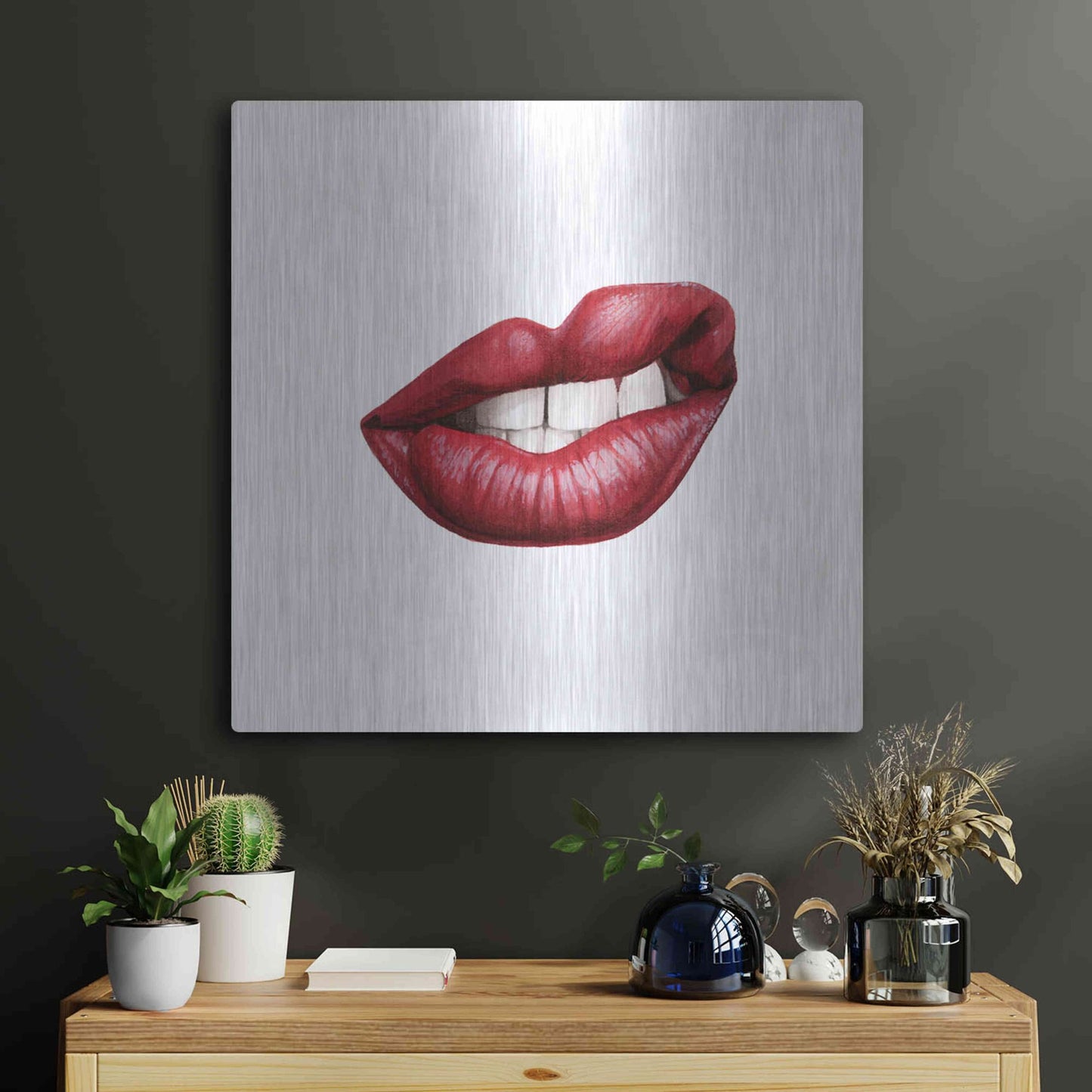 Luxe Metal Art 'Emotion Lips III' by Grace Popp, Metal Wall Art,24x24