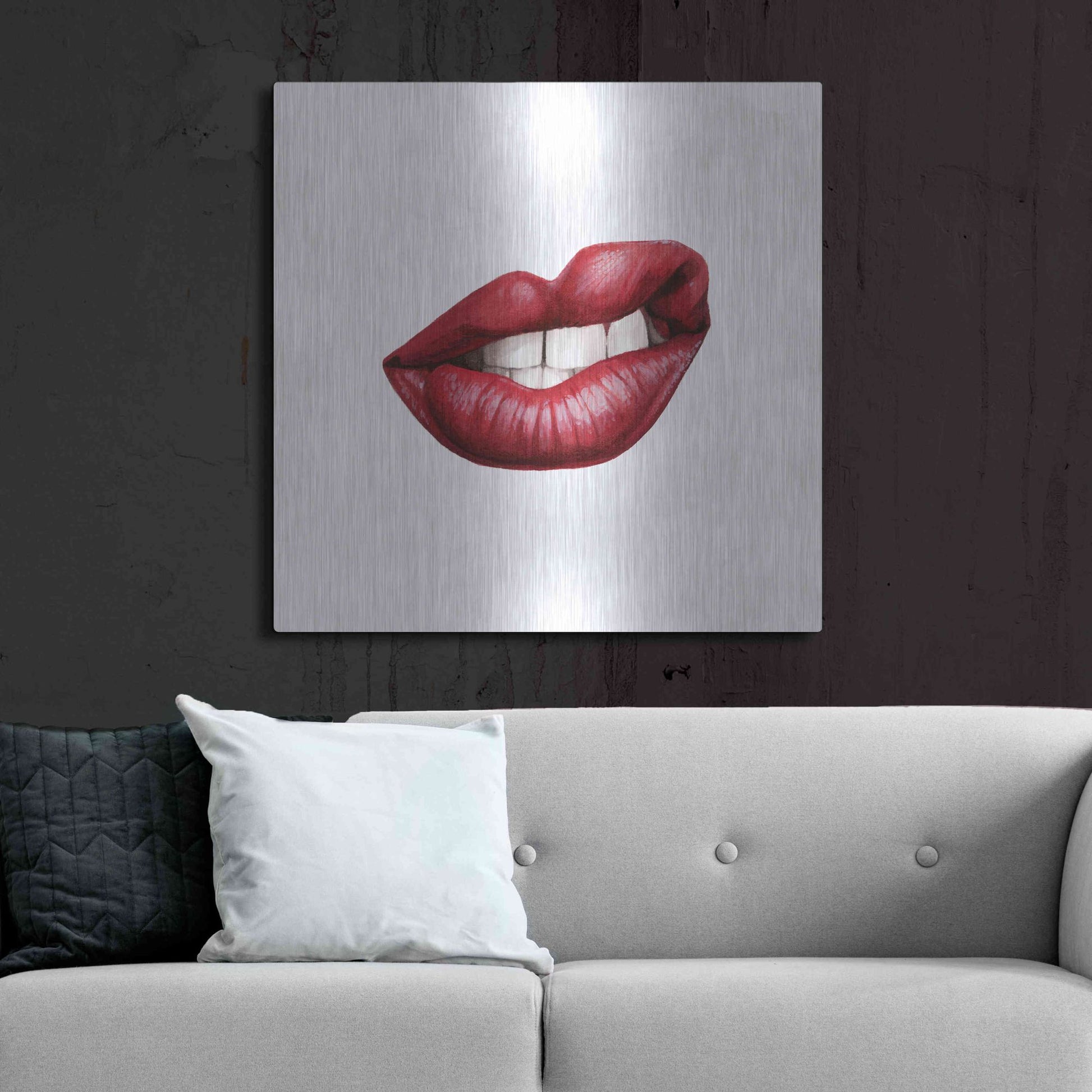 Luxe Metal Art 'Emotion Lips III' by Grace Popp, Metal Wall Art,36x36