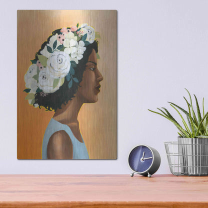 Luxe Metal Art 'Modern Laurel I' by Grace Popp, Metal Wall Art,12x16