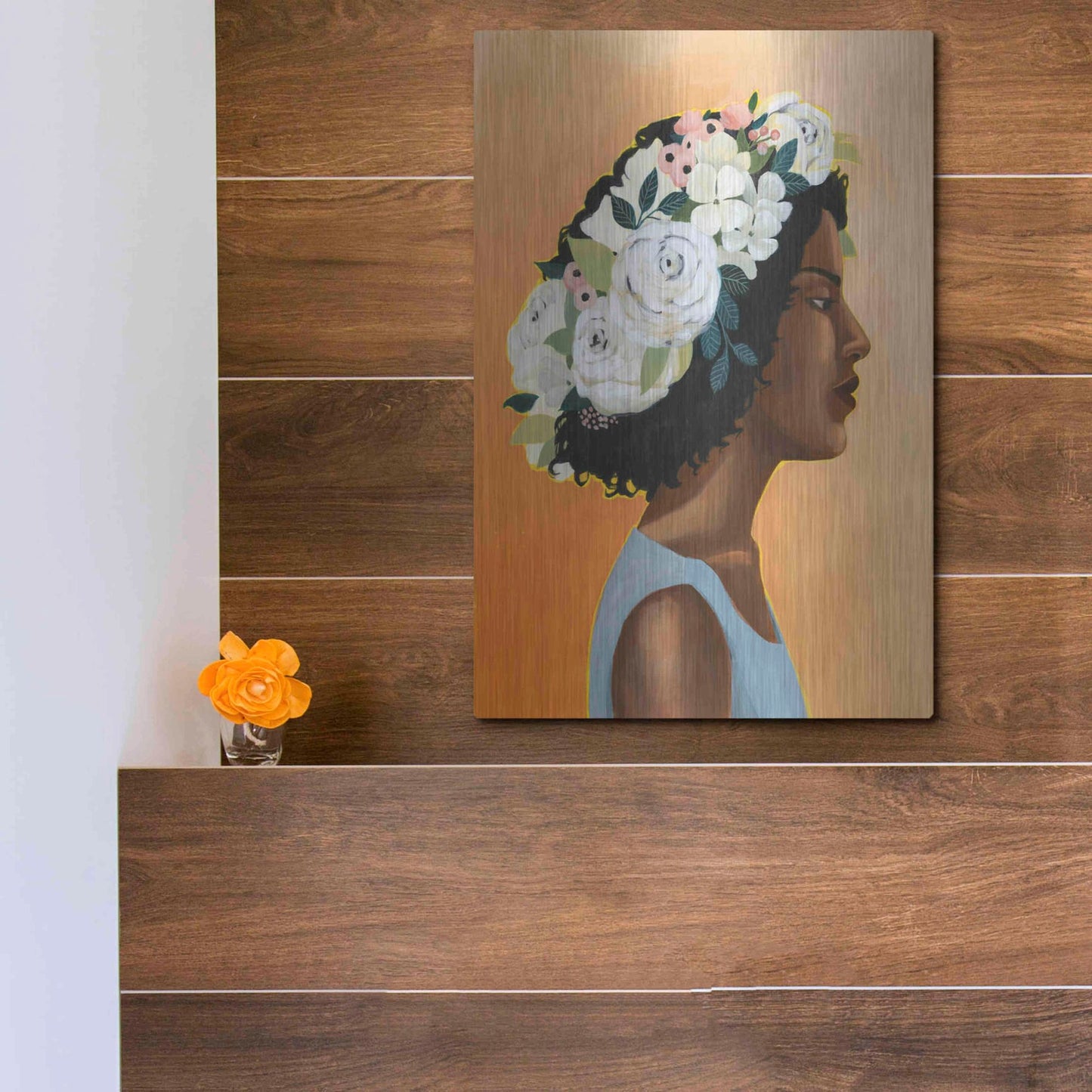 Luxe Metal Art 'Modern Laurel I' by Grace Popp, Metal Wall Art,12x16