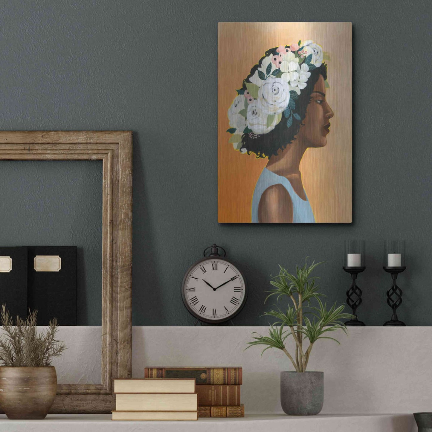 Luxe Metal Art 'Modern Laurel I' by Grace Popp, Metal Wall Art,12x16