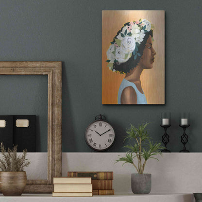 Luxe Metal Art 'Modern Laurel I' by Grace Popp, Metal Wall Art,12x16
