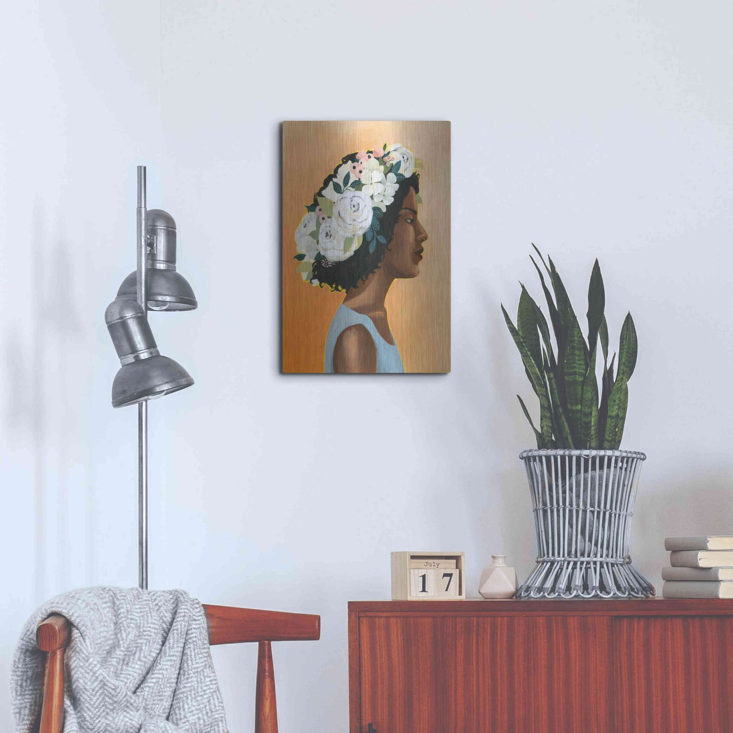 Luxe Metal Art 'Modern Laurel I' by Grace Popp, Metal Wall Art,16x24