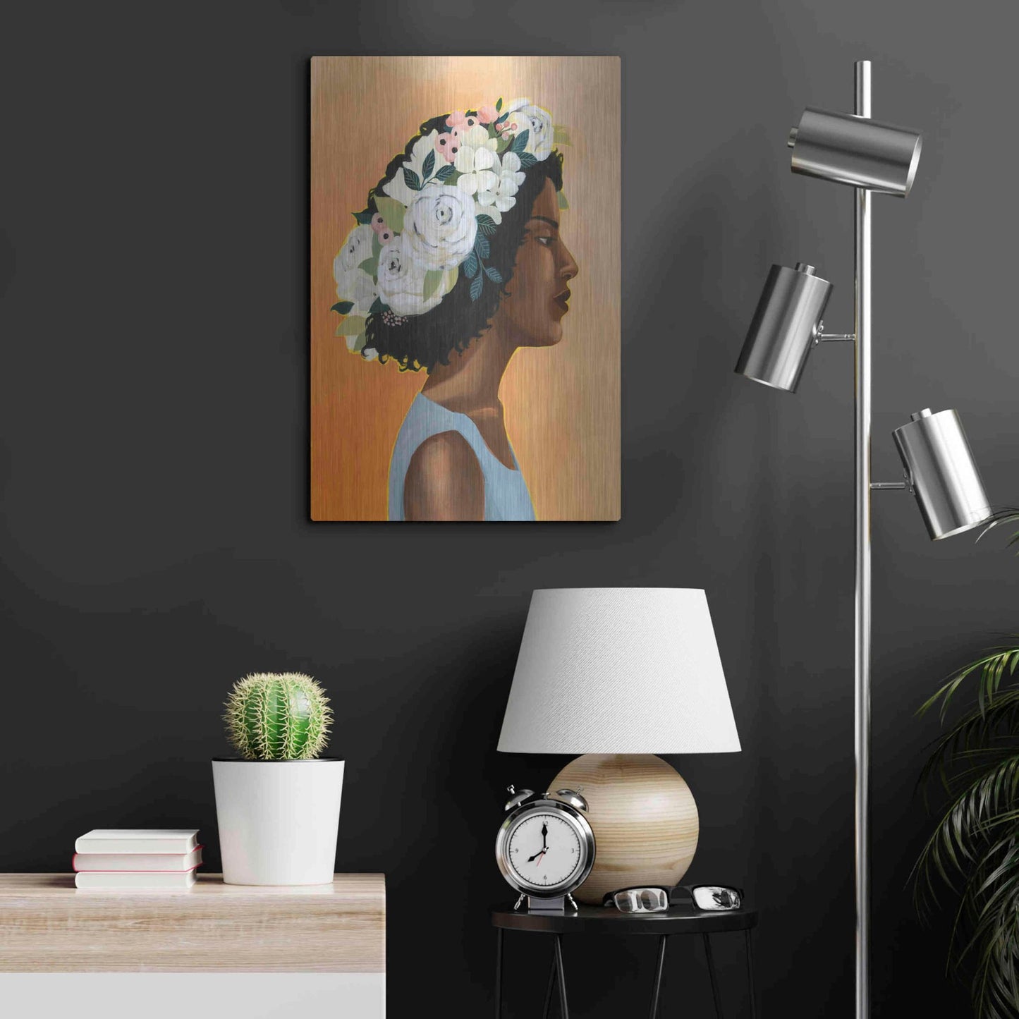 Luxe Metal Art 'Modern Laurel I' by Grace Popp, Metal Wall Art,16x24