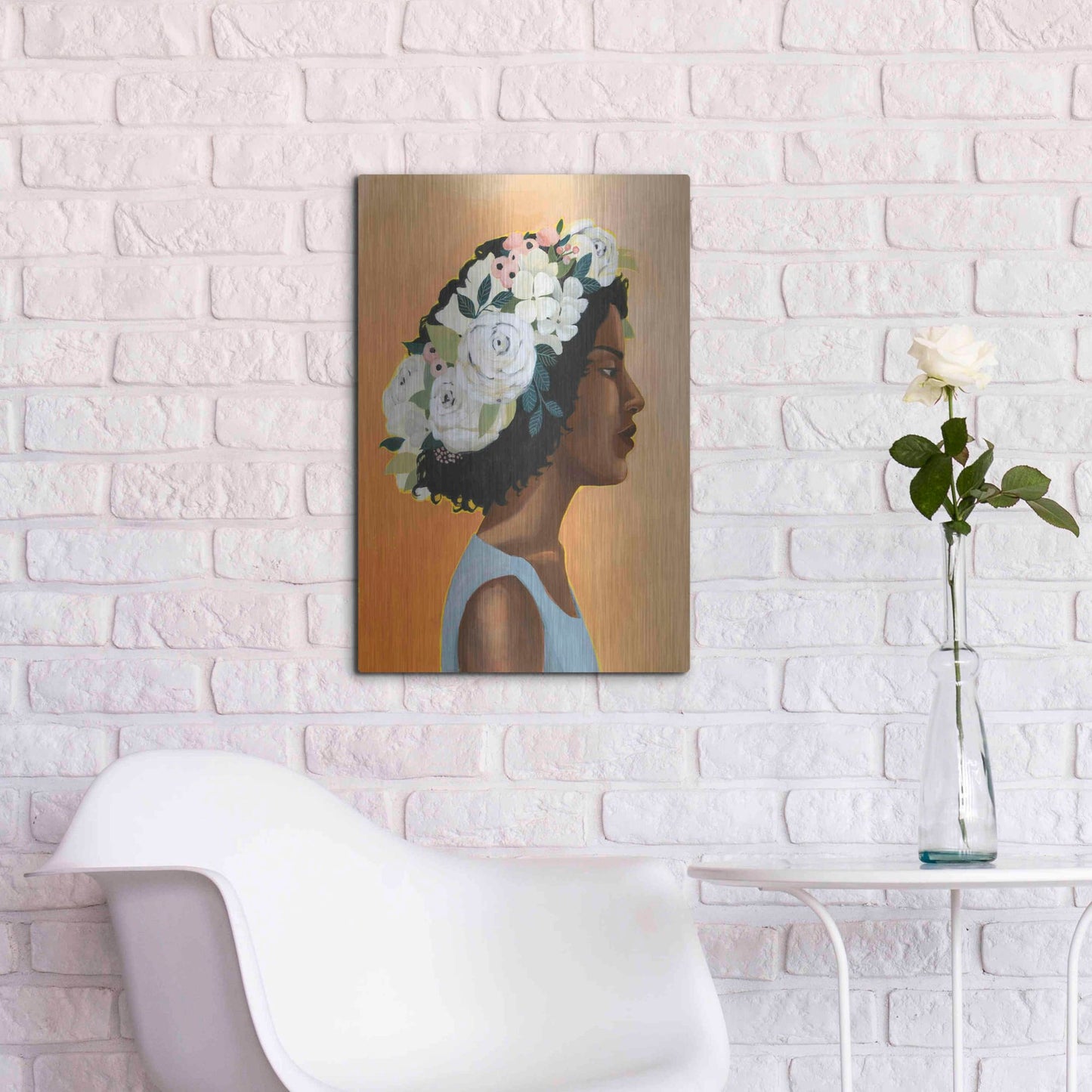Luxe Metal Art 'Modern Laurel I' by Grace Popp, Metal Wall Art,16x24