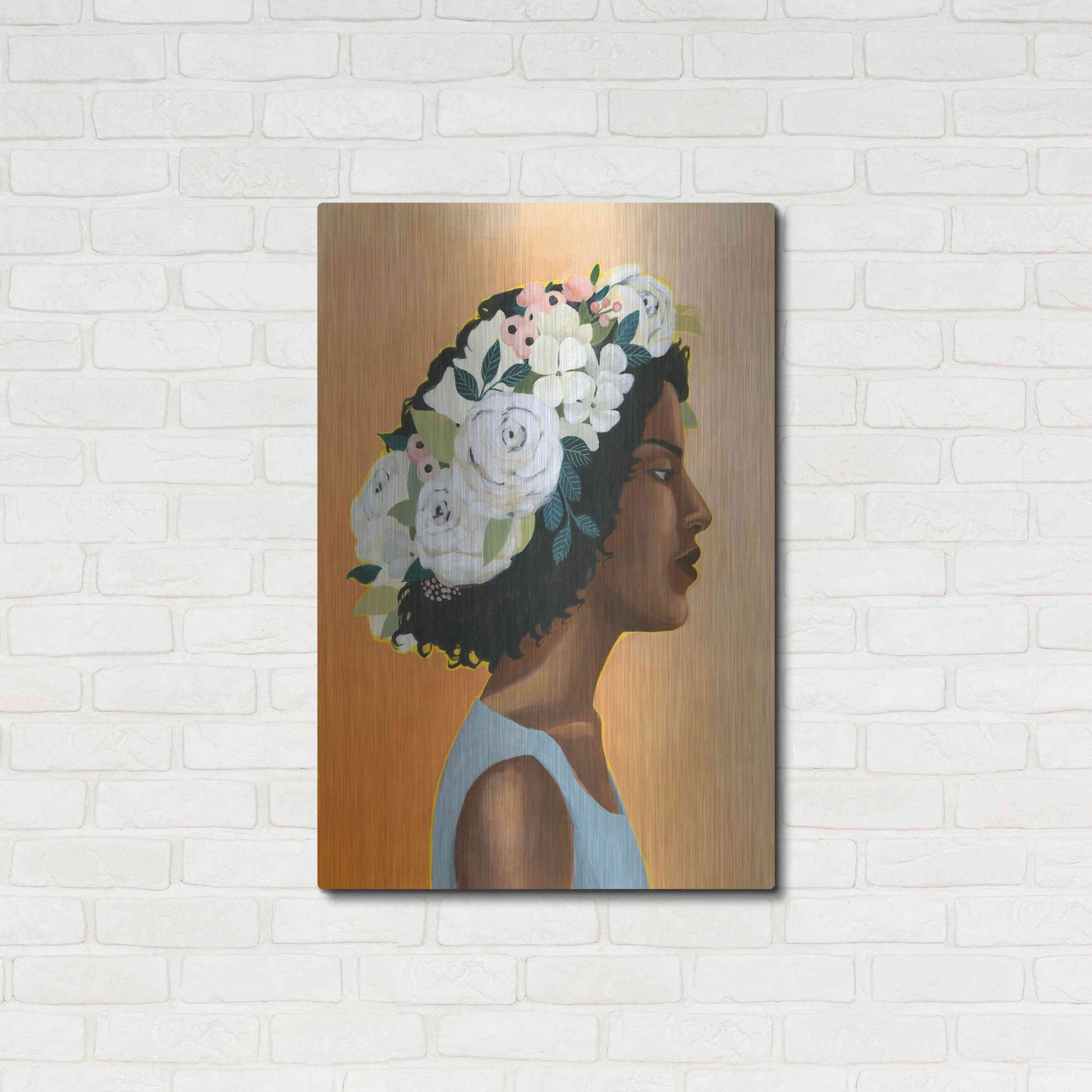 Luxe Metal Art 'Modern Laurel I' by Grace Popp, Metal Wall Art,24x36