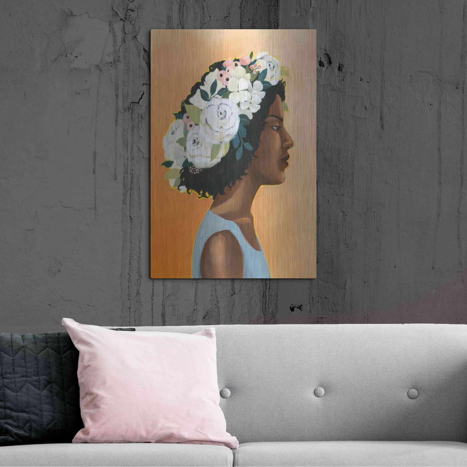 Luxe Metal Art 'Modern Laurel I' by Grace Popp, Metal Wall Art,24x36