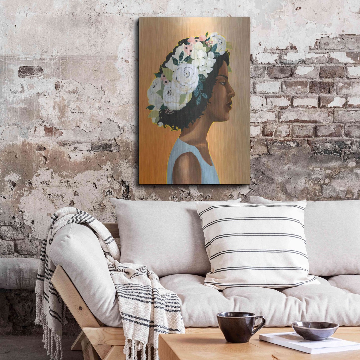 Luxe Metal Art 'Modern Laurel I' by Grace Popp, Metal Wall Art,24x36