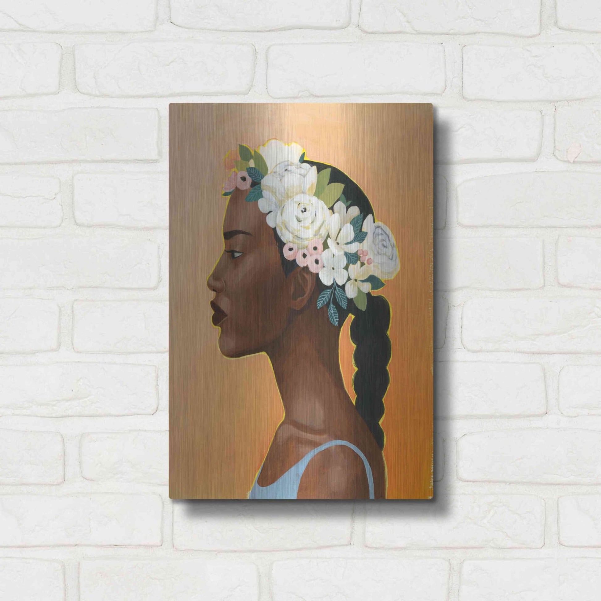Luxe Metal Art 'Modern Laurel II' by Grace Popp, Metal Wall Art,12x16