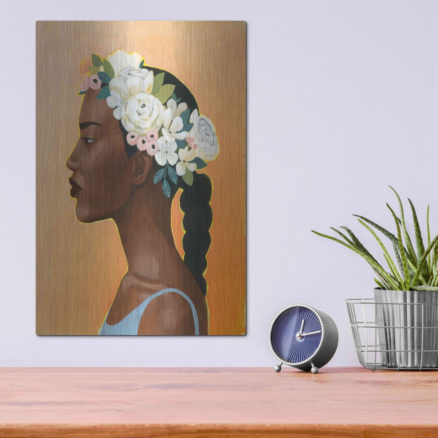 Luxe Metal Art 'Modern Laurel II' by Grace Popp, Metal Wall Art,12x16