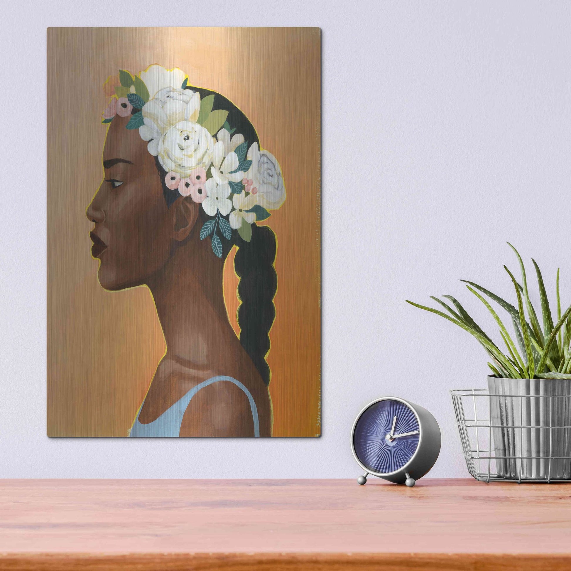 Luxe Metal Art 'Modern Laurel II' by Grace Popp, Metal Wall Art,12x16