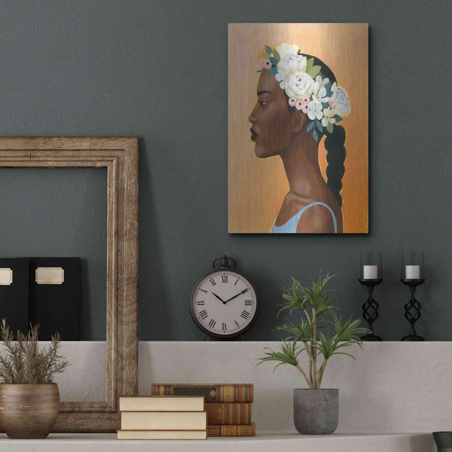 Luxe Metal Art 'Modern Laurel II' by Grace Popp, Metal Wall Art,12x16