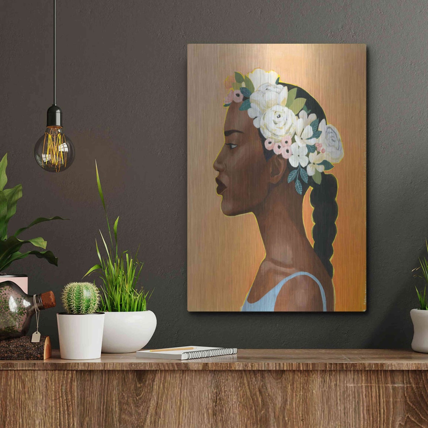 Luxe Metal Art 'Modern Laurel II' by Grace Popp, Metal Wall Art,12x16