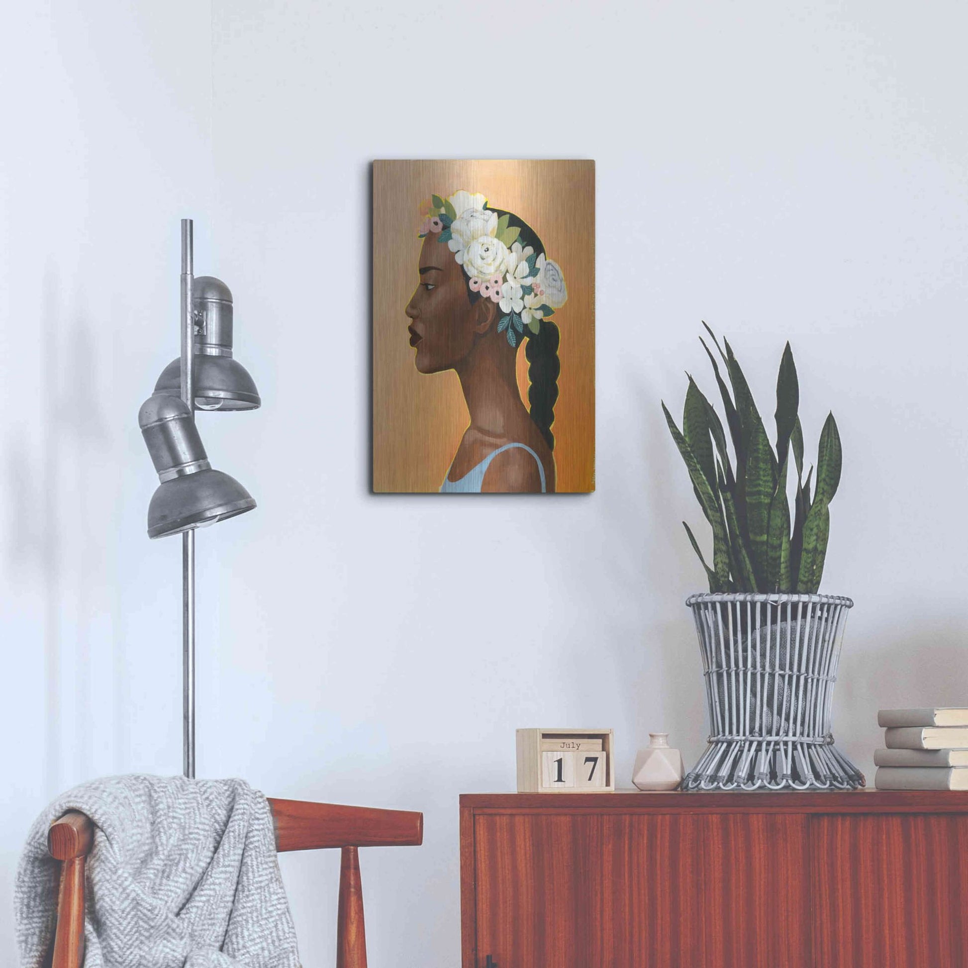 Luxe Metal Art 'Modern Laurel II' by Grace Popp, Metal Wall Art,16x24