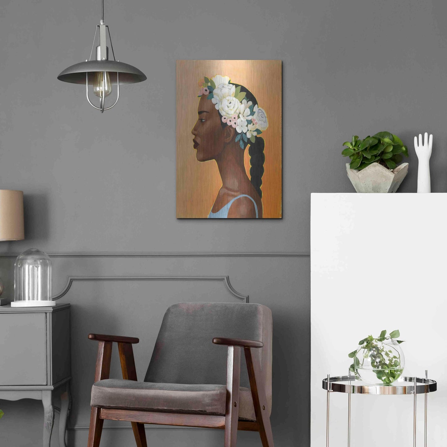 Luxe Metal Art 'Modern Laurel II' by Grace Popp, Metal Wall Art,16x24