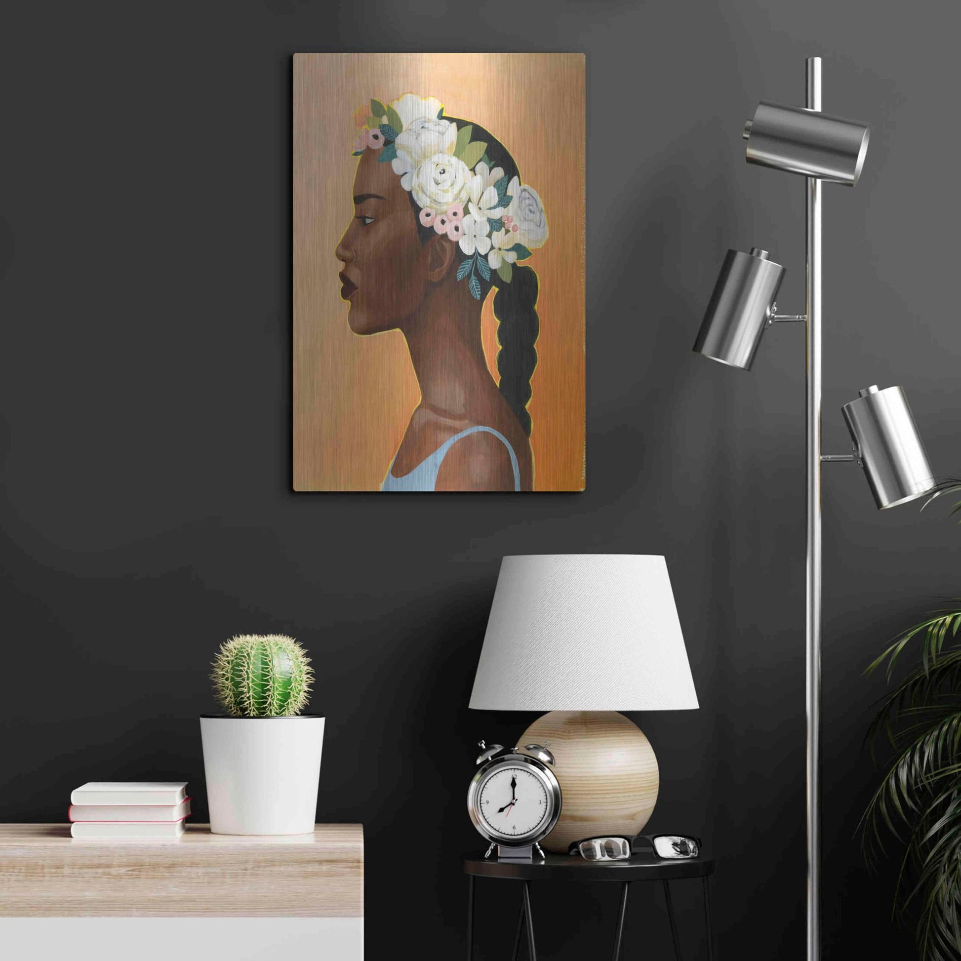 Luxe Metal Art 'Modern Laurel II' by Grace Popp, Metal Wall Art,16x24
