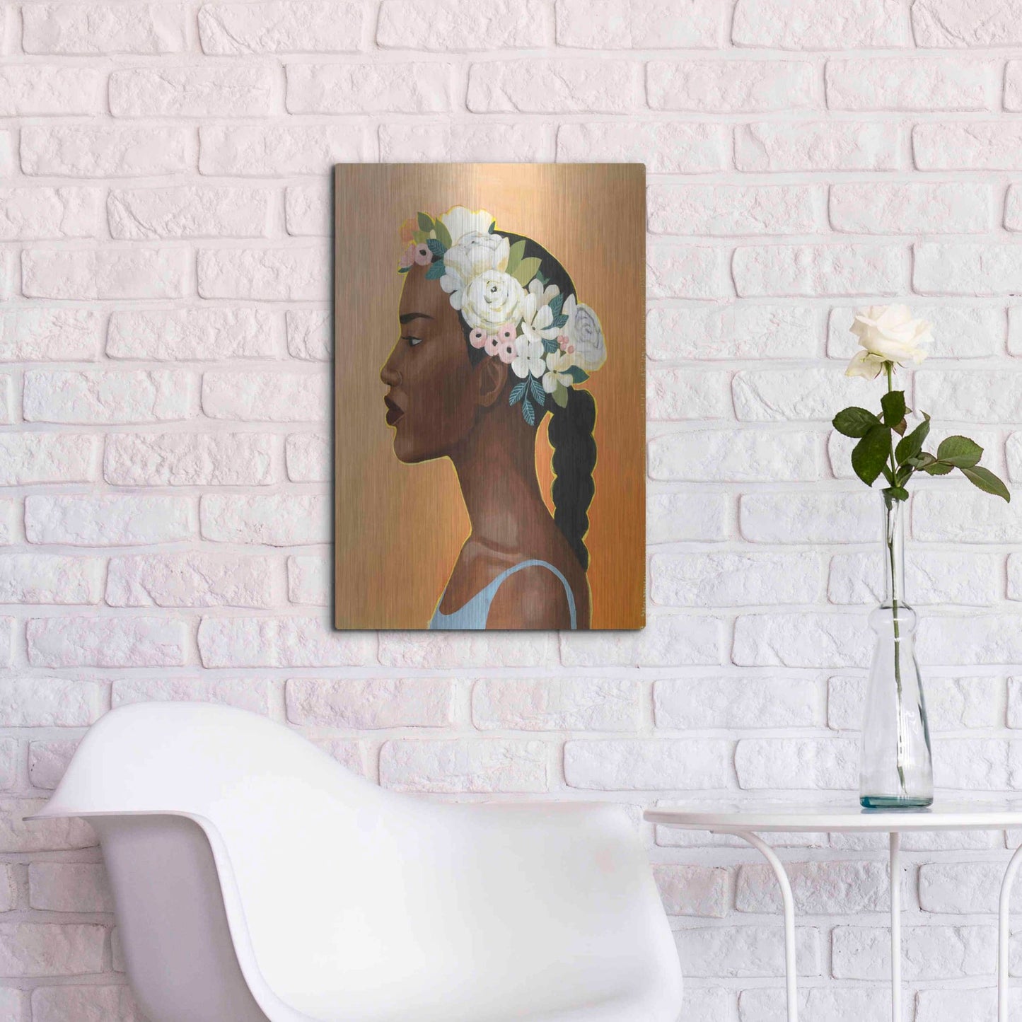 Luxe Metal Art 'Modern Laurel II' by Grace Popp, Metal Wall Art,16x24