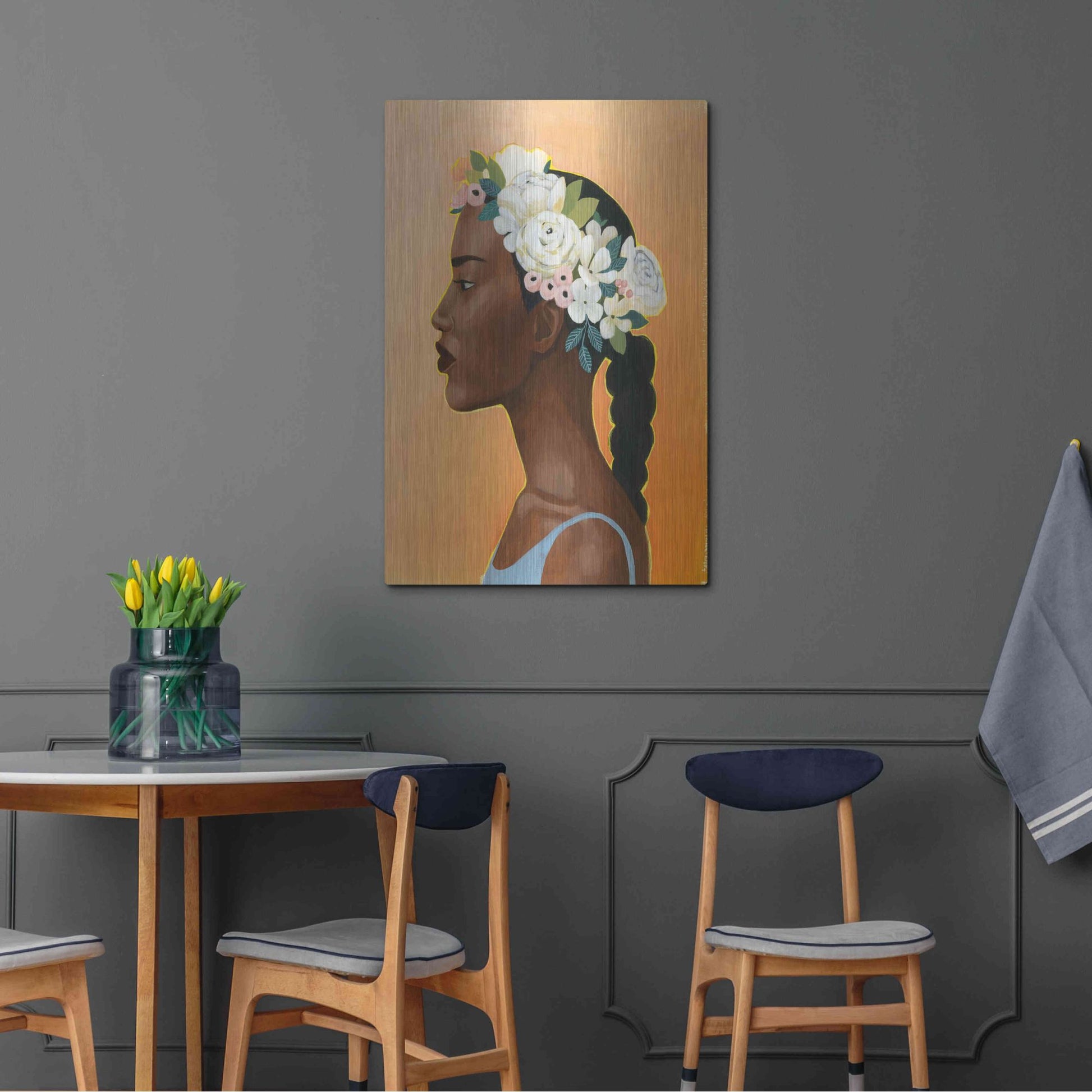 Luxe Metal Art 'Modern Laurel II' by Grace Popp, Metal Wall Art,24x36