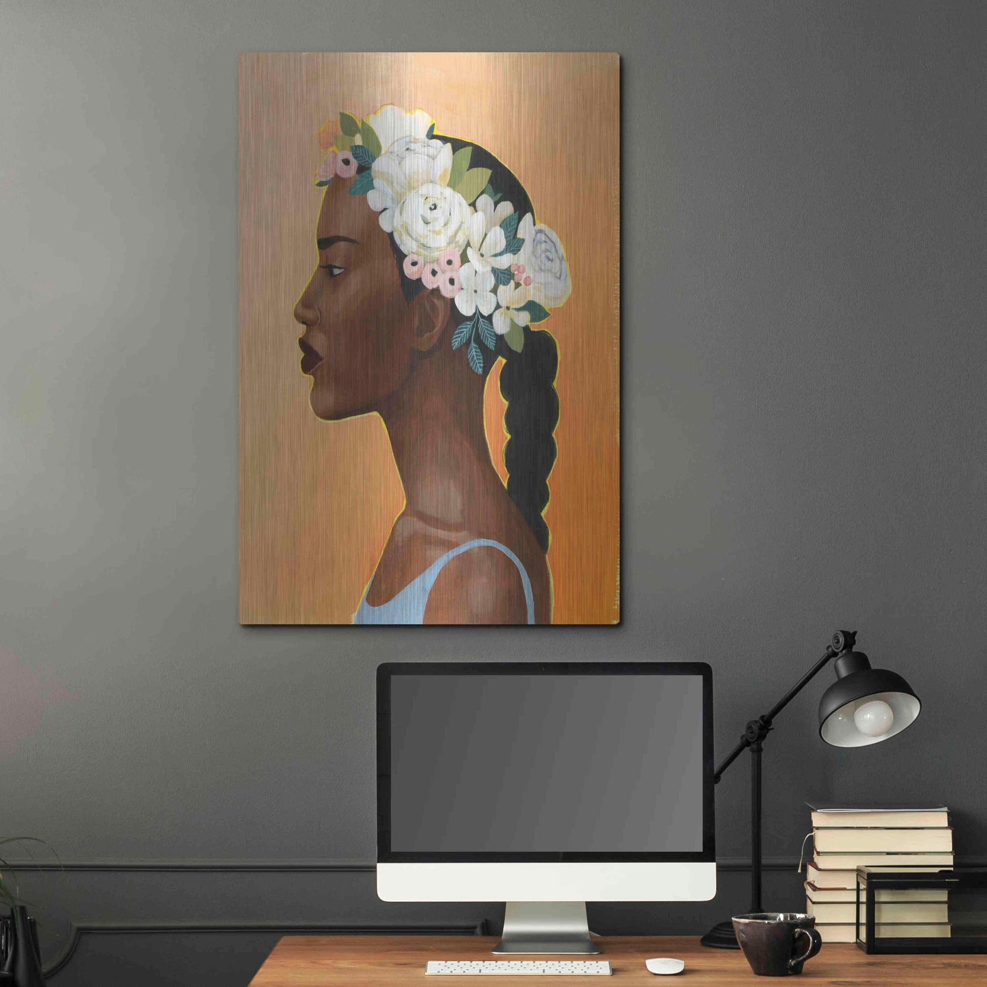 Luxe Metal Art 'Modern Laurel II' by Grace Popp, Metal Wall Art,24x36