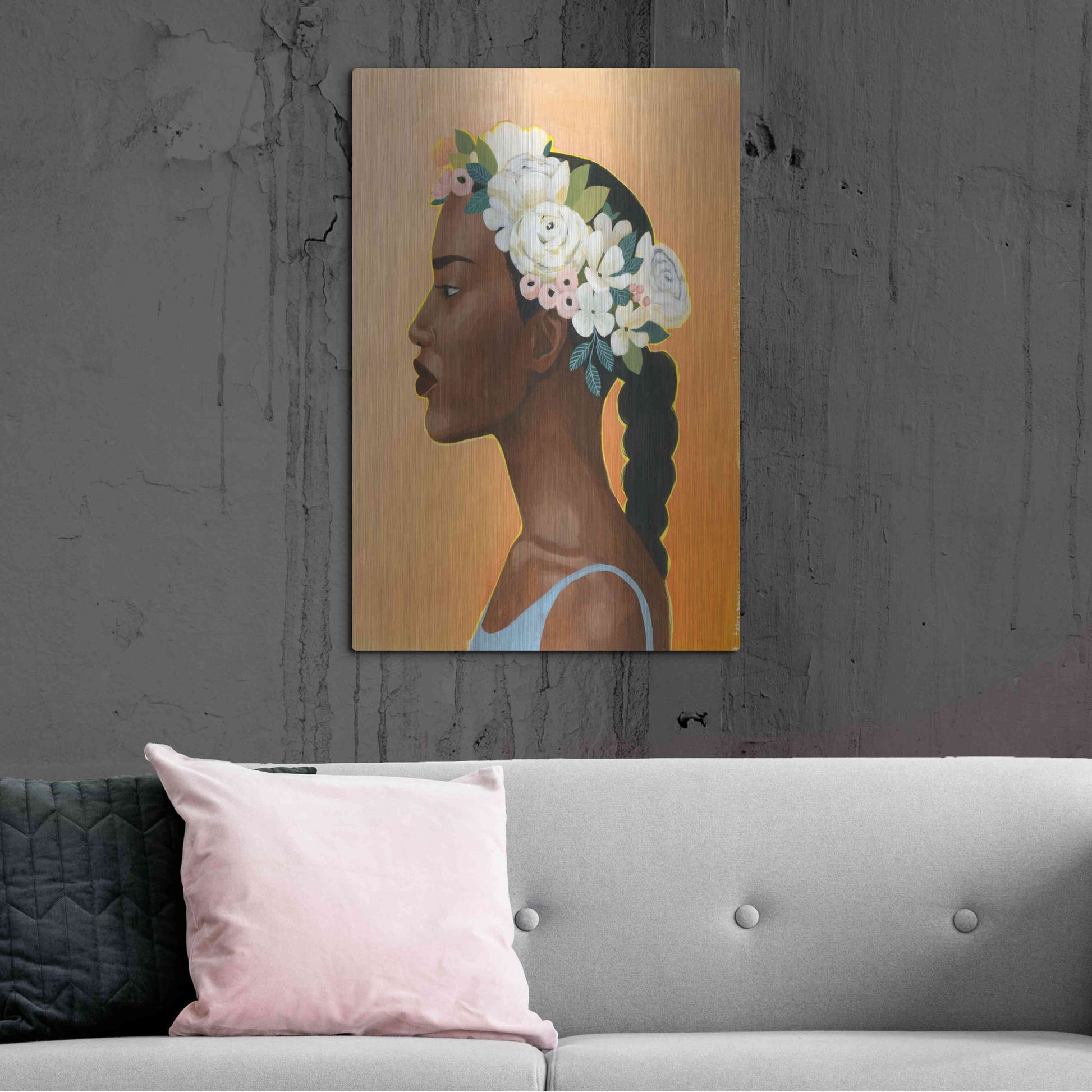 Luxe Metal Art 'Modern Laurel II' by Grace Popp, Metal Wall Art,24x36