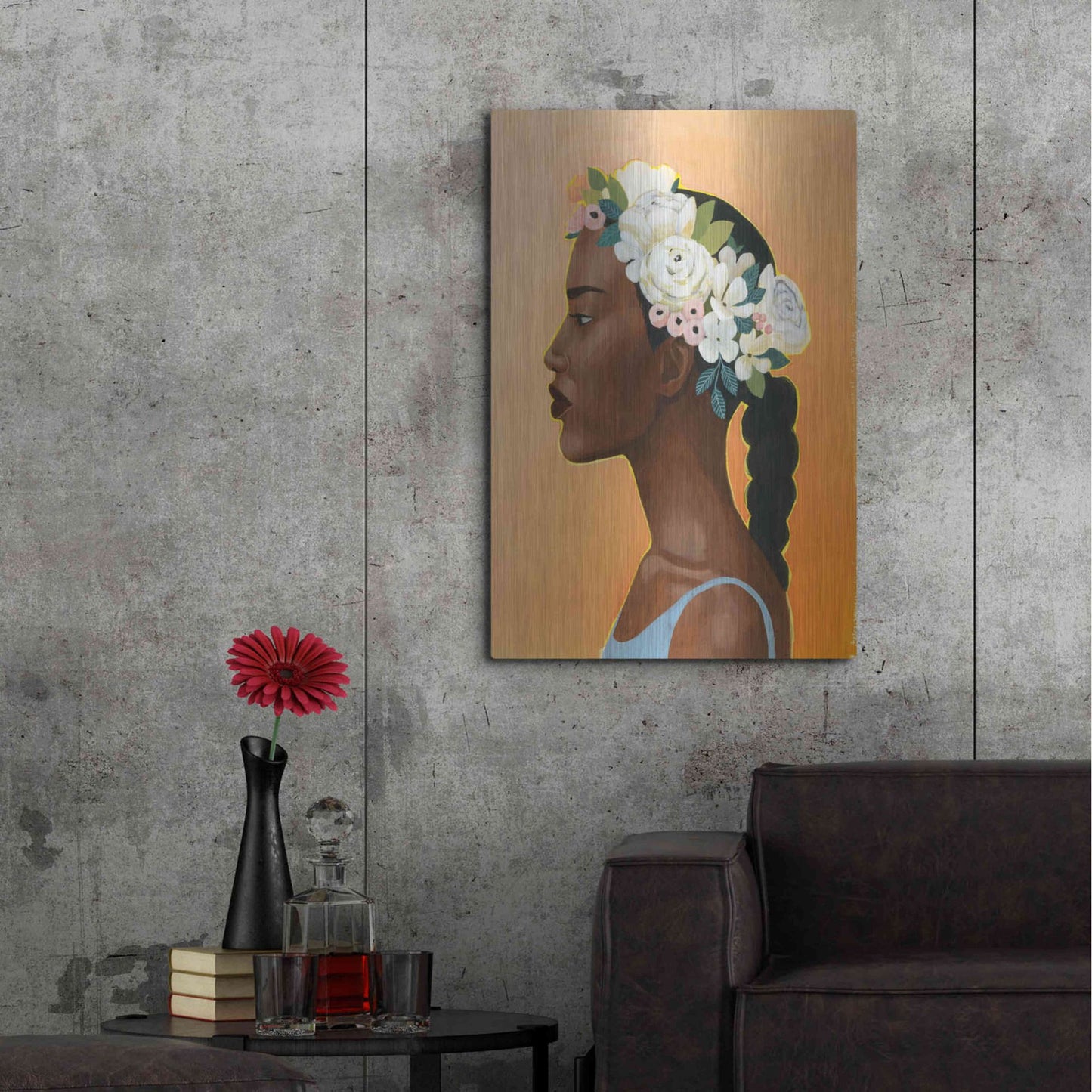 Luxe Metal Art 'Modern Laurel II' by Grace Popp, Metal Wall Art,24x36