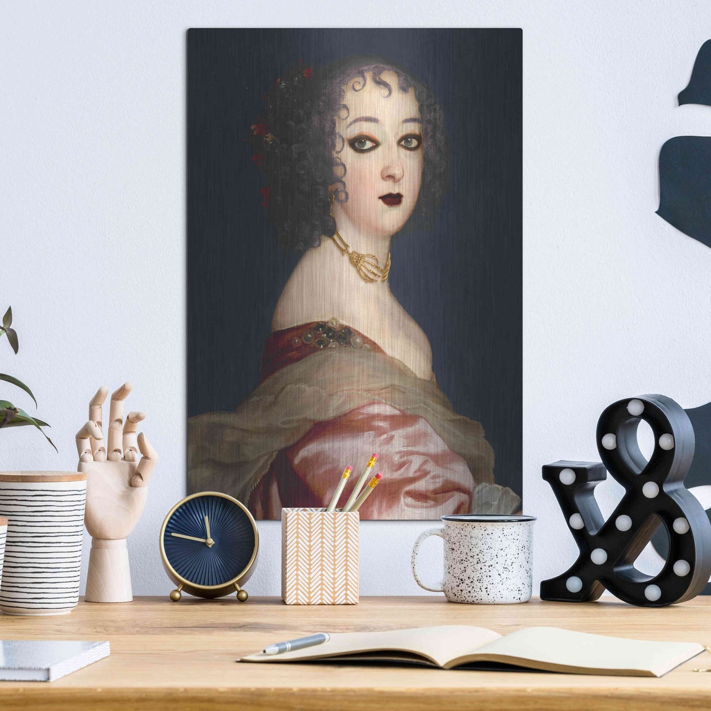 Luxe Metal Art 'Gothic Jane II' by Grace Popp, Metal Wall Art,12x16