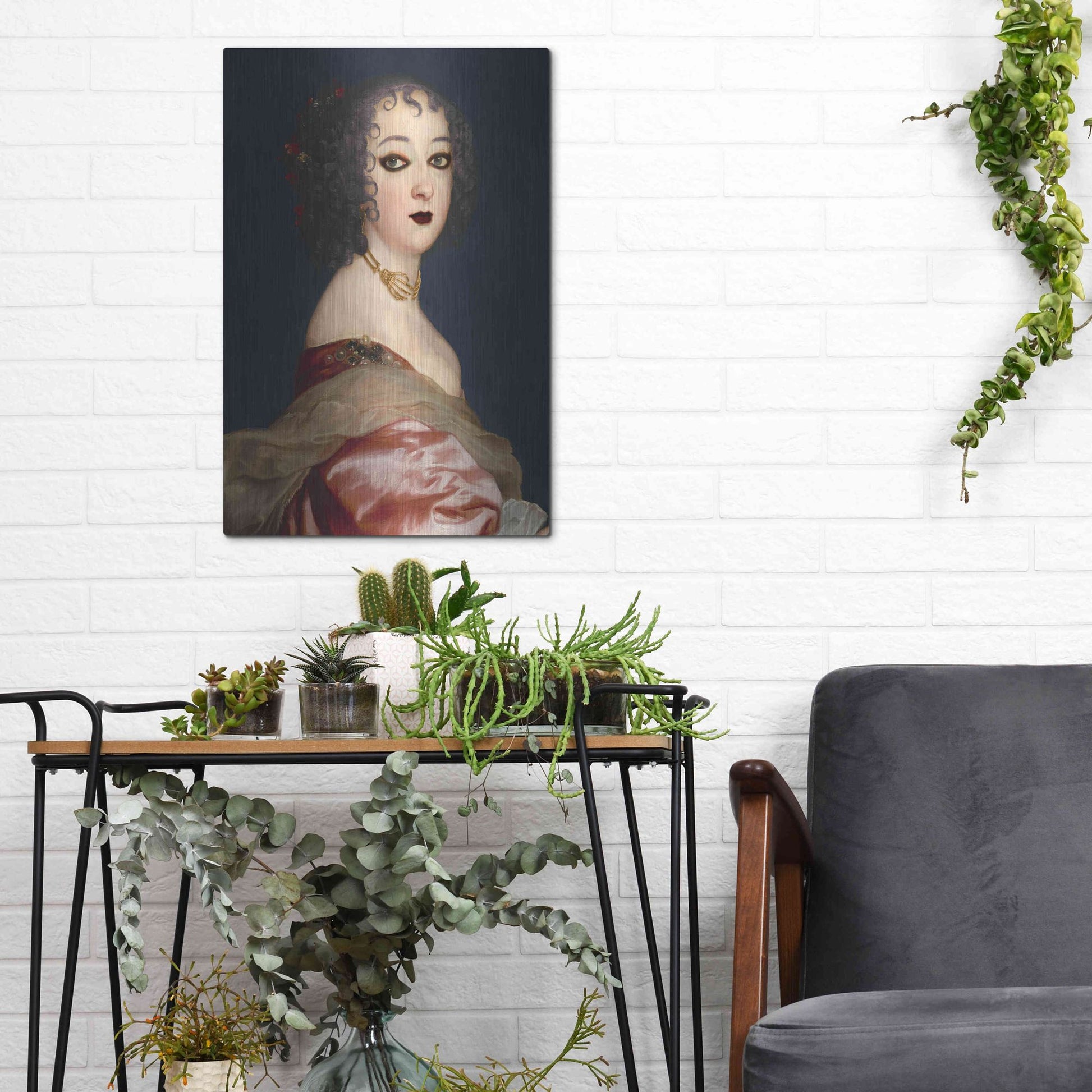 Luxe Metal Art 'Gothic Jane II' by Grace Popp, Metal Wall Art,12x16