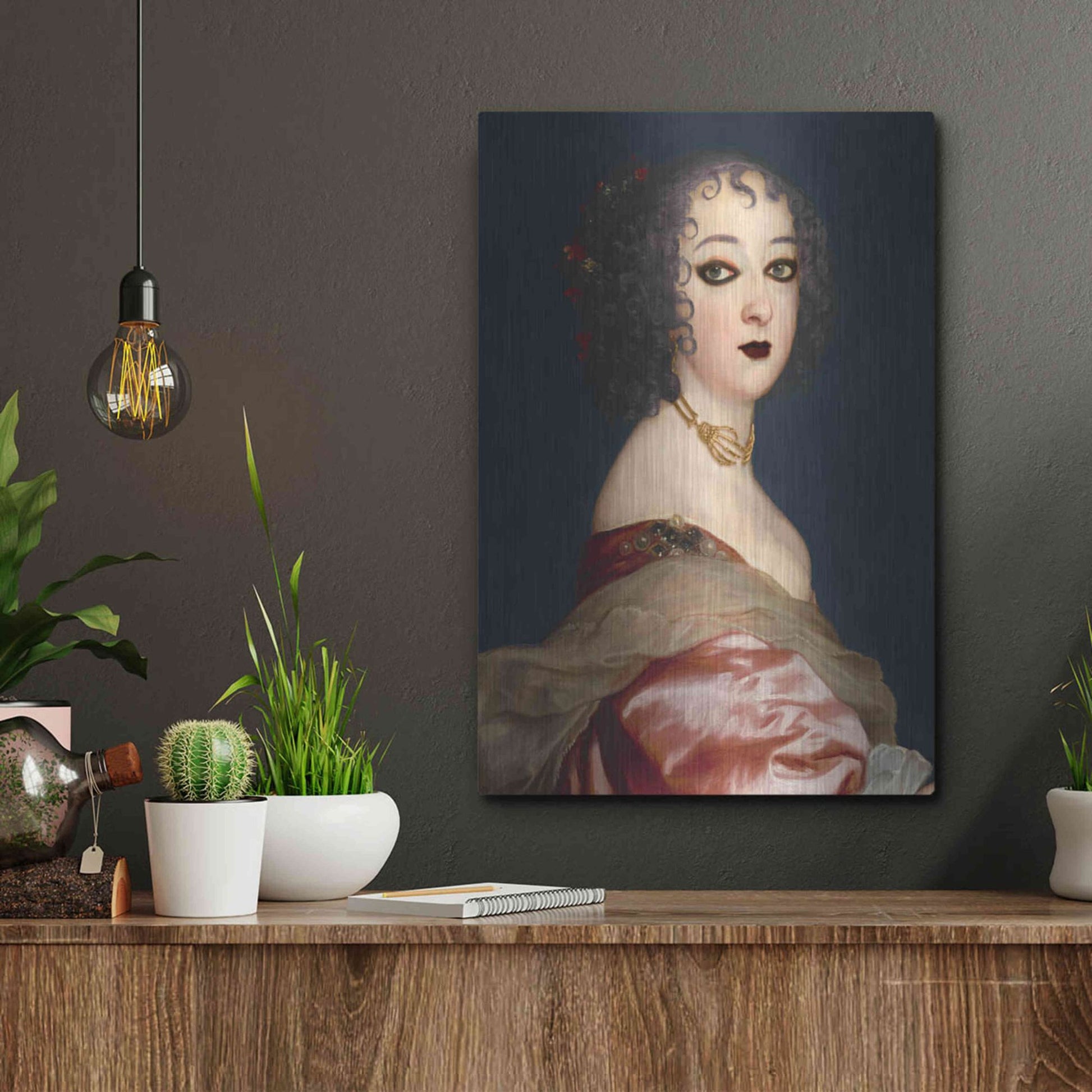 Luxe Metal Art 'Gothic Jane II' by Grace Popp, Metal Wall Art,12x16