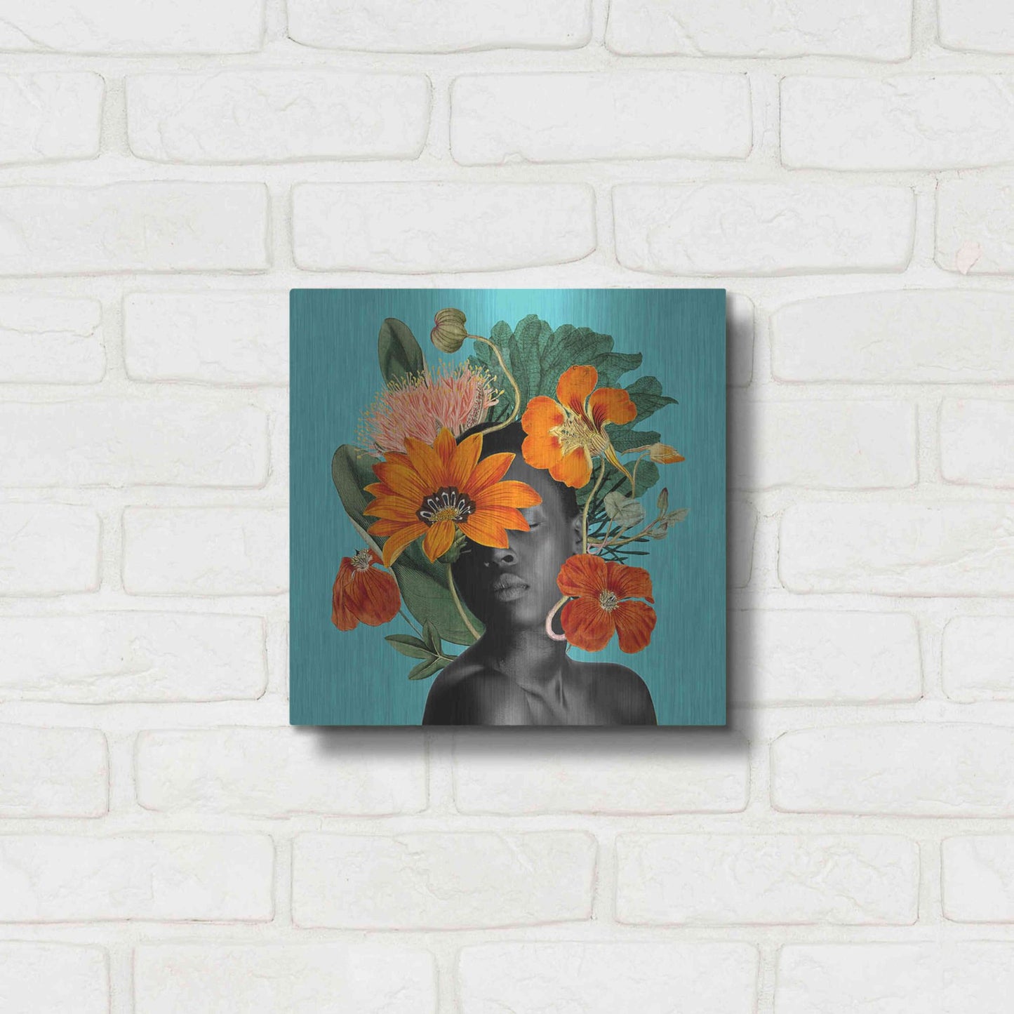 Luxe Metal Art 'Tangerine Tropics I' by Grace Popp, Metal Wall Art,12x12