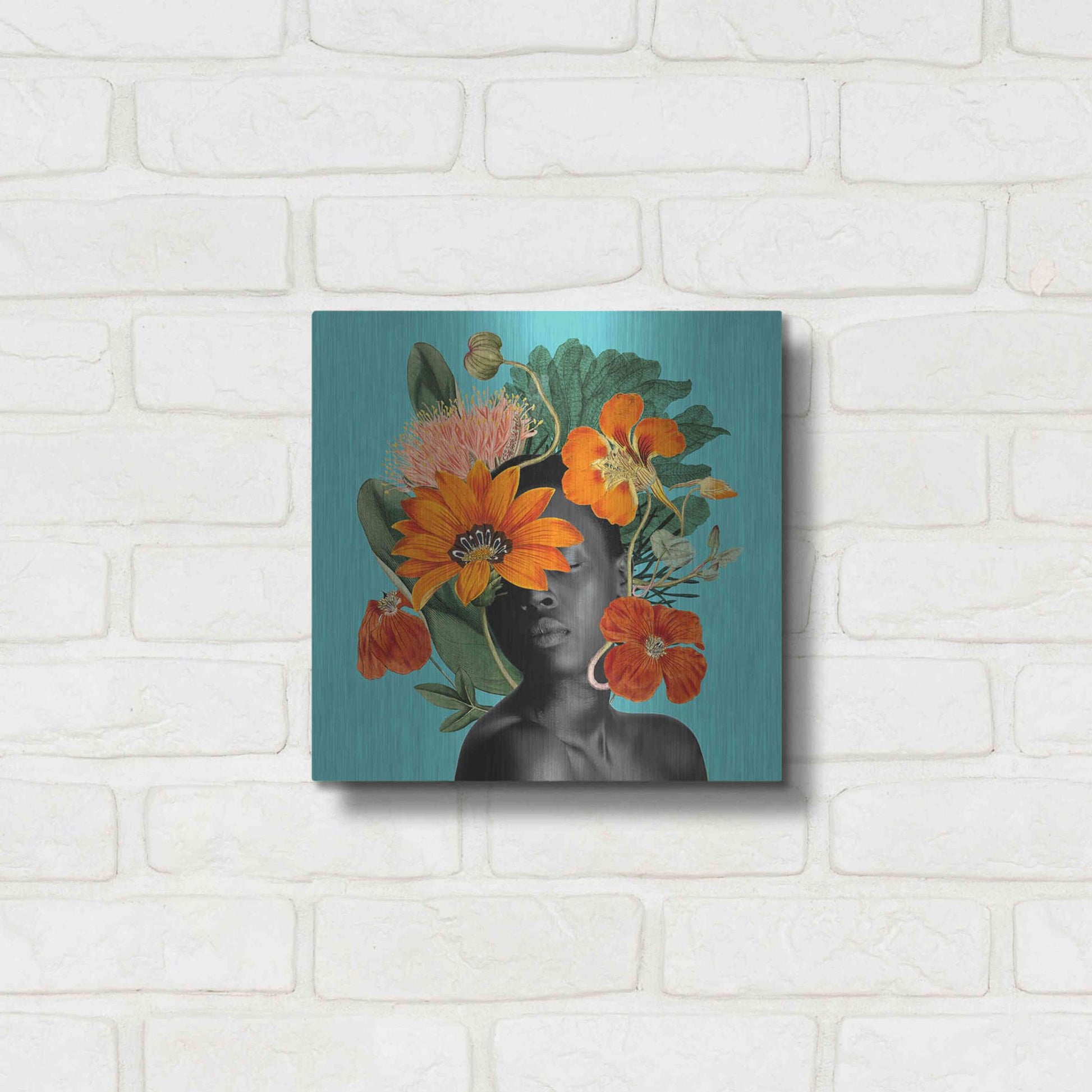 Luxe Metal Art 'Tangerine Tropics I' by Grace Popp, Metal Wall Art,12x12