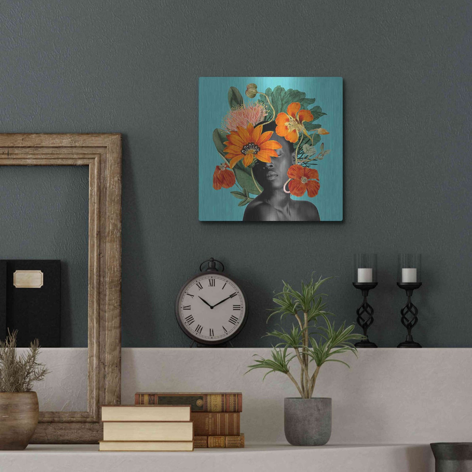 Luxe Metal Art 'Tangerine Tropics I' by Grace Popp, Metal Wall Art,12x12