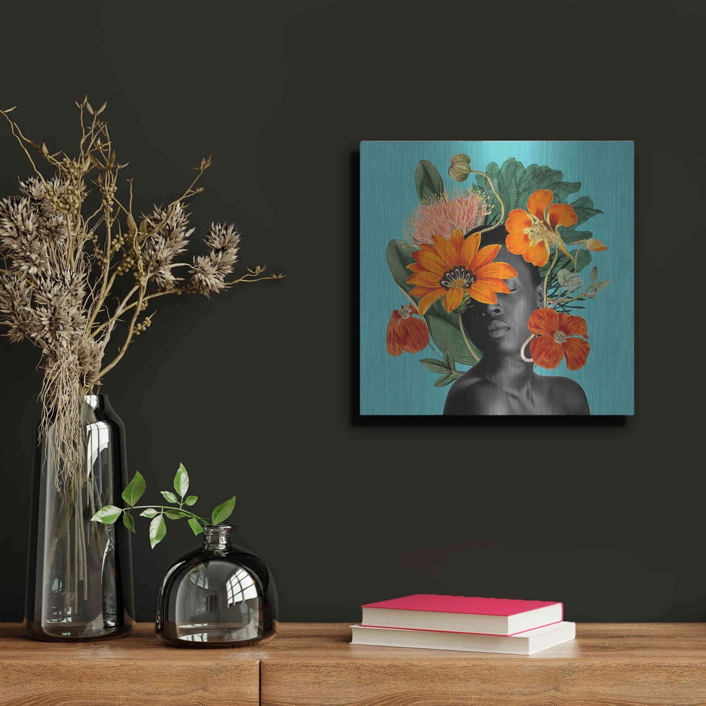 Luxe Metal Art 'Tangerine Tropics I' by Grace Popp, Metal Wall Art,12x12