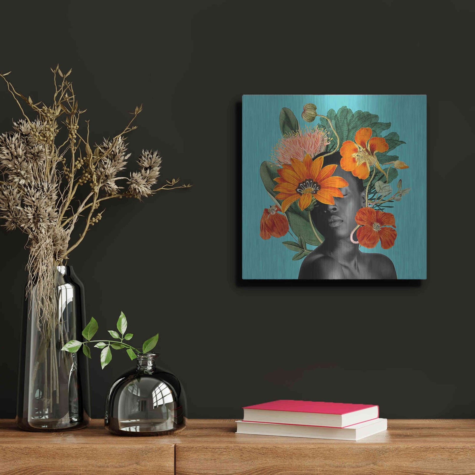 Luxe Metal Art 'Tangerine Tropics I' by Grace Popp, Metal Wall Art,12x12